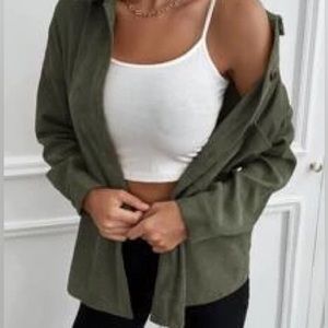 Olive corduroy ribbed shacket!
